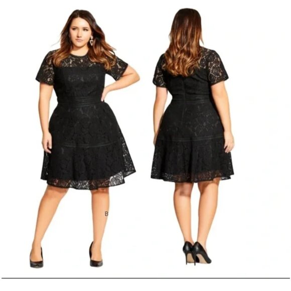 City Chic Black Short Sleeve Lace Dress. New With Tags - Picture 3 of 8